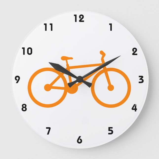 Orange Bicycle Große Wanduhr (Vorderseite)