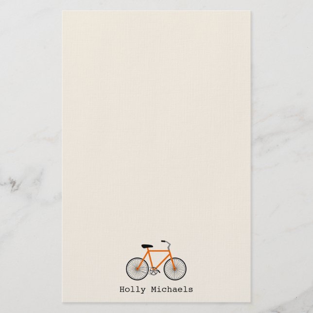 Orange Bicycle Personalisiert Stationery Briefpapier (Vorderseite)