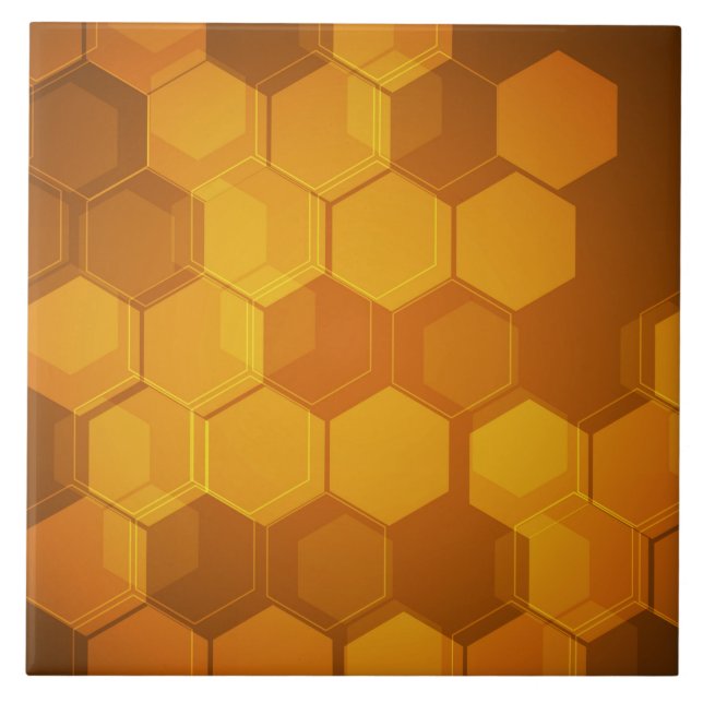 Orange Bienenwabenhexagonmuster Fliese (Vorderseite)