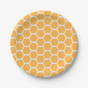 Orange Bienenwabenmuster Pappteller