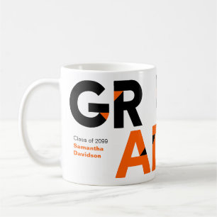 Orange Big Fett Angle Cut Letters Abschluss Kaffeetasse