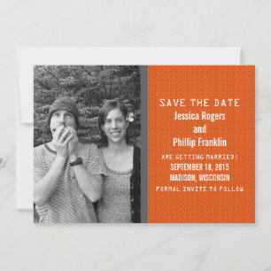 Orange Binary Code Foto Save the Date einladen Einladung