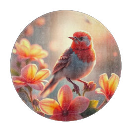 Orange Bird Floral Cutting Board Schneidebrett