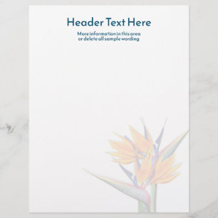 Orange Bird of Paradise Blank Writer Paper Briefbogen