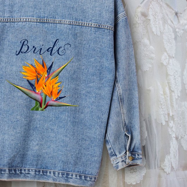 Orange Bird of Paradise Blume Brides Jeansjacke (Von Creator hochgeladen)