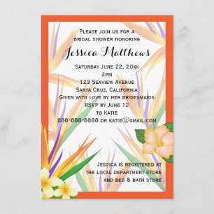 Orange Bird of Paradise Brautparty Hochzeit Einladung