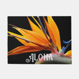 Orange Bird of Paradise Pflanze Bloom Aloha Fußmatte