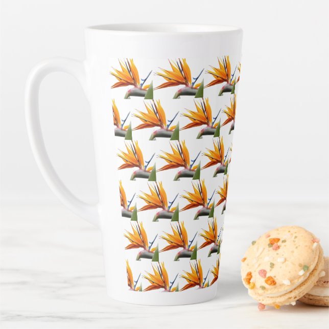 Orange Bird of Paradise Pflanze Pattern auf Weiß Milchtasse (Beispiel)