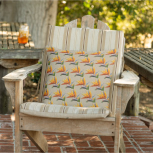 Orange Bird of Paradise Pflanze Pattern on Khaki Kissen