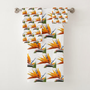 Orange Bird of Paradise Plante Motif en blanc