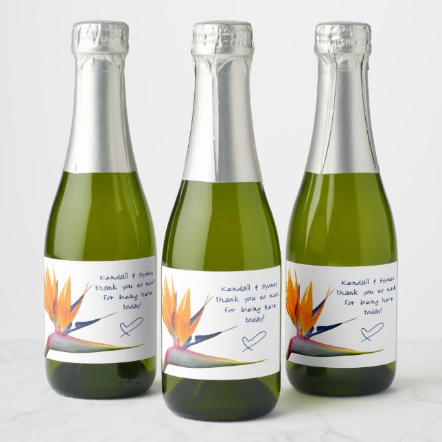 Orange Bird of Paradise Wedding Champagne (Flaschen)