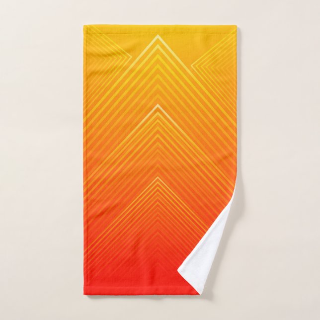 Orange bis gelbe geometrische Orange Badhandtuch Set (Handtuch)