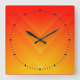 Orange bis gelbe geometrische Orange Quadratische Wanduhr