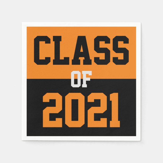 Orange & Black Abschluss Class 2024 Serviette (Vorderseite)