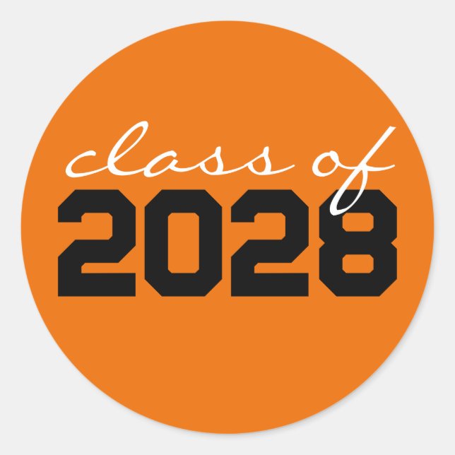 Orange & Black Abschluss Classic Round Stickers (Vorderseite)