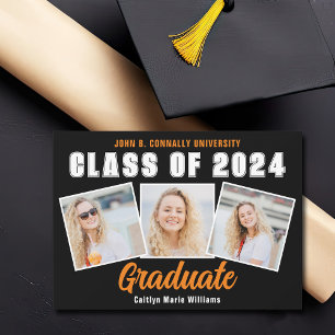 Orange Black Abschluss Foto Collage Graduate Ankündigung