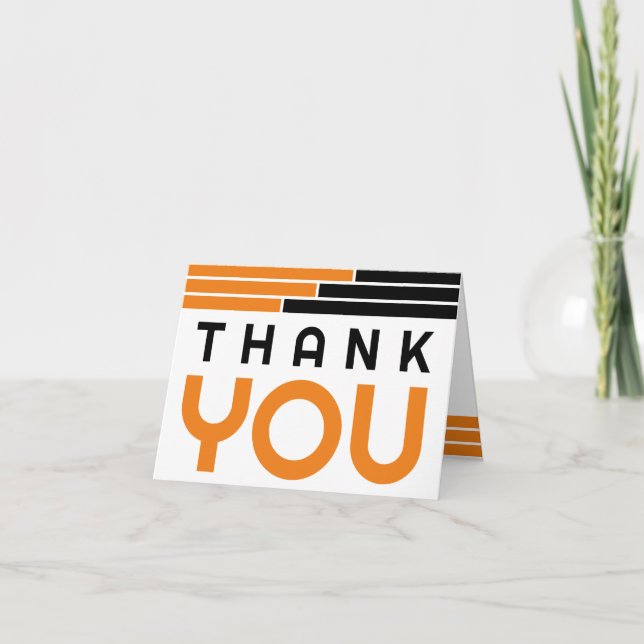 Orange & Black Bars Abschluss Vielen Dank Dankeskarte (Vorderseite)