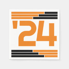 Orange & Black Bars Class of '24 Grad Party Serviette