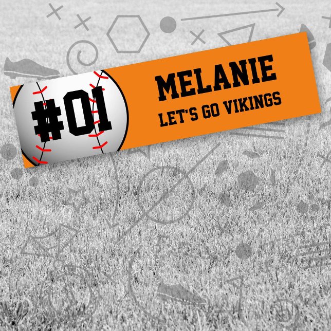 Orange Black Baseball Team Autoaufkleber (Orange and Black Baseball Let's Go Team Bumper Sticker. Celebrate your high school/college athlete.)