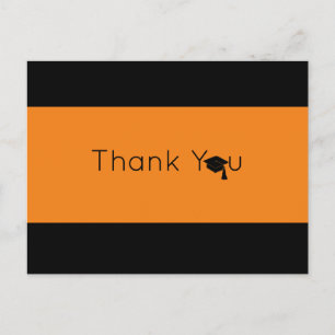 Orange Black Bold Abschluss Vielen Dank Postkarte