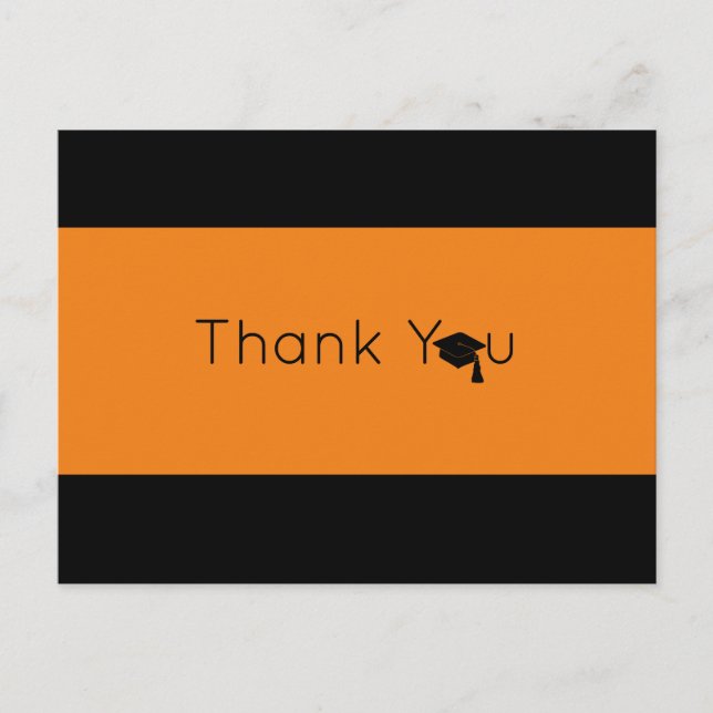 Orange Black Bold Abschluss Vielen Dank Postkarte (Vorderseite)