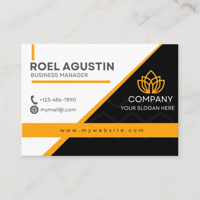 Orange Black Business Card Visitenkarte (Vorderseite)