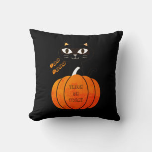 Orange Black Cat Pumpkin Niedlich Spooky Halloween Kissen