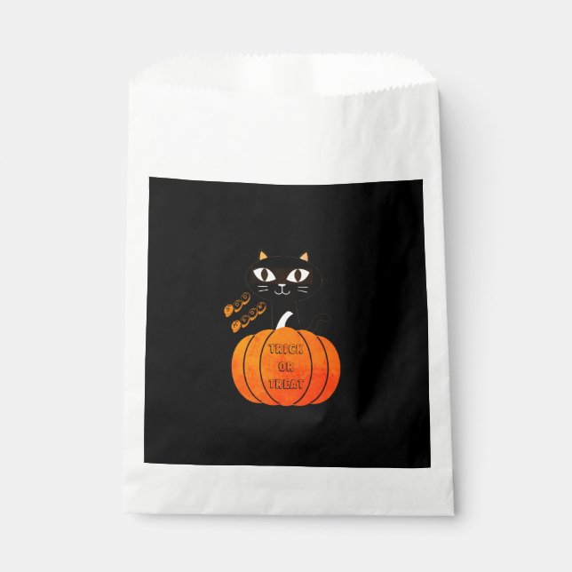 Orange Black Cat Pumpkin Trick oder Treat Hallowee Geschenktütchen (Vorderseite)