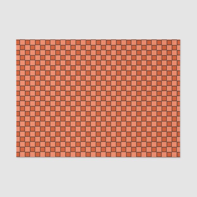 Orange Black Checkerboard Muster Seidenpapier (Vorderseite)