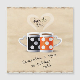 Orange + Black Coffee Color Design Save the Date Magnetkarte