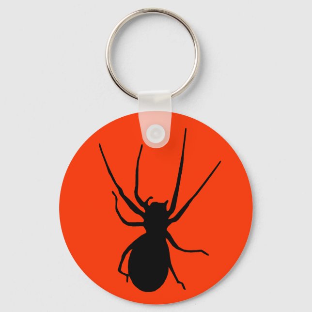 Orange Black Creepy Spider Key Chain Schlüsselanhänger (Vorderseite)