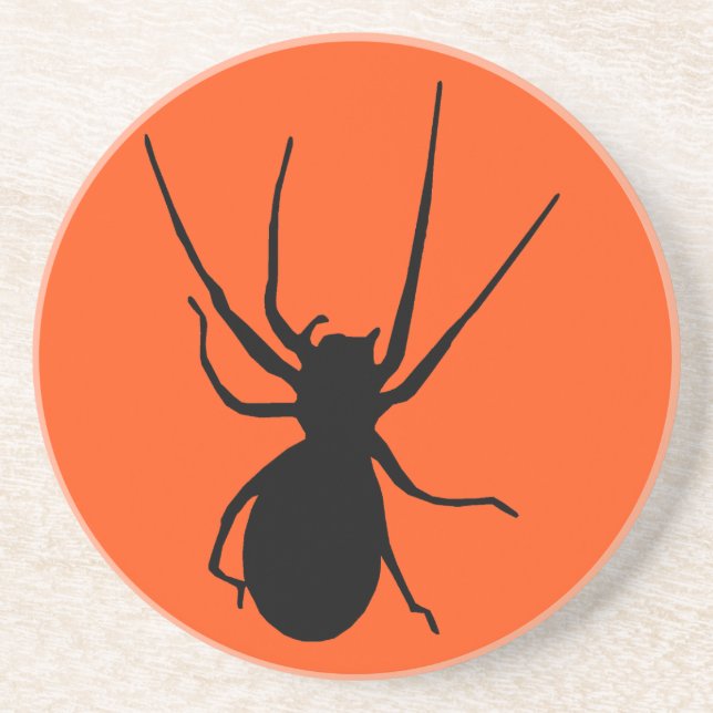 Orange Black Creepy Spider Untersetzer (Vorne)
