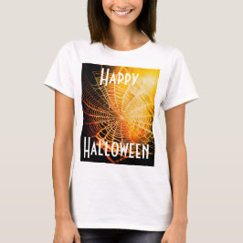 Orange Black Creepy Spooky Spider Web-T - Shirt