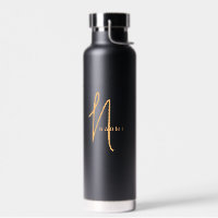 Orange Black | Custom Monogram Script Name Stylish