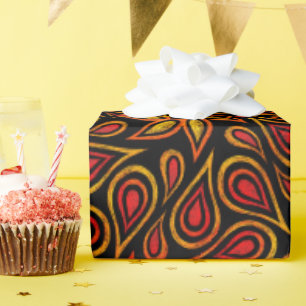 Orange Black Floral Paisley Muster Cool Moderne Geschenkpapier