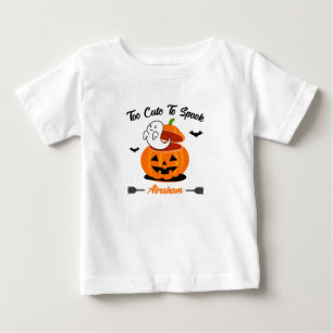 Orange Black Funny Halloween Pumpkin Ghost Baby Baby T-shirt