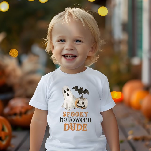 Orange Black Ghost Spooky Halloween Typ Baby T-shirt (Von Creator hochgeladen)