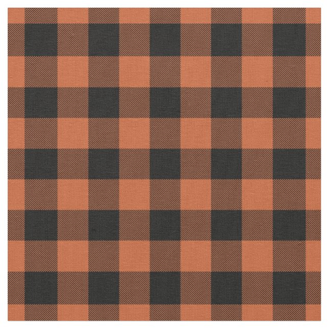 Orange & Black Gingham Plaid Stoff (Nahaufnahme)