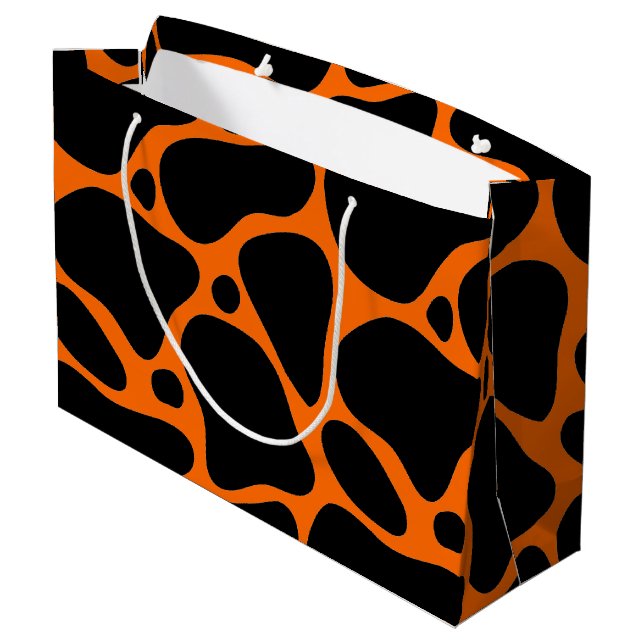 Orange & Black Giraffe Muster Große Geschenktasche Geschenktüte (Rückseite Schrägansicht)