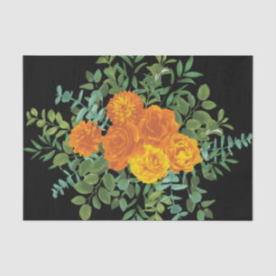 Orange & Black Gothic Peony & Rose Blumenhochzeit Seidenpapier