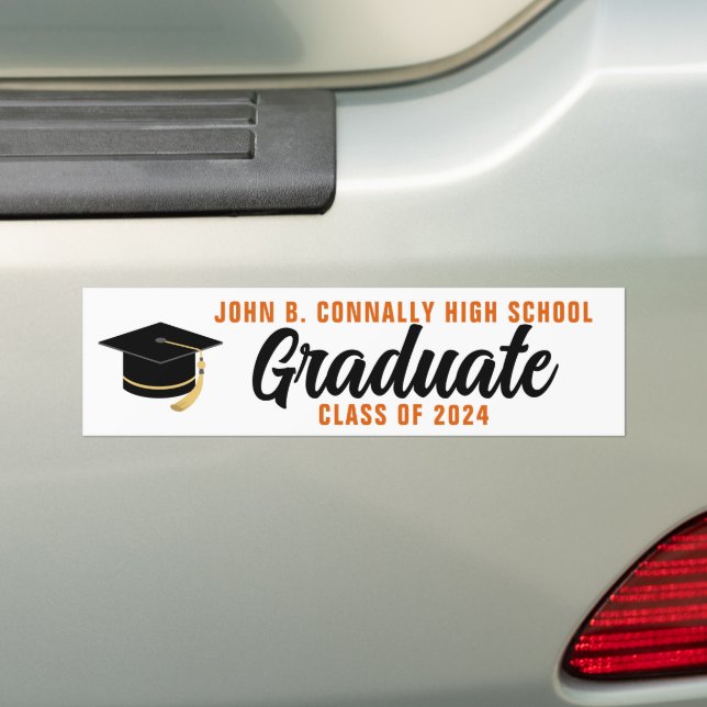Orange Black Graduate Personalisierter Abschluss Autoaufkleber (Auf Auto)