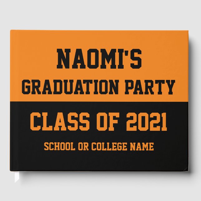 Orange & Black Graduation Party Class of 2024 Gästebuch (Vorderseite)