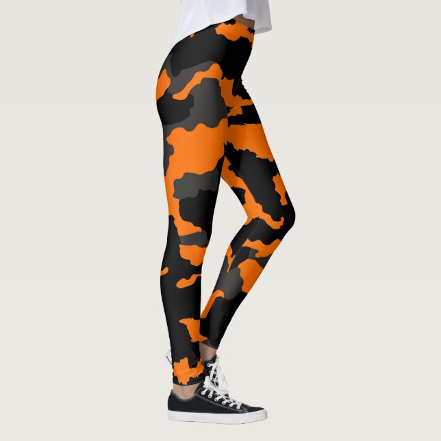 Orange Black Gray Camouflage Camouflage Pattern Leggings (Rechts)