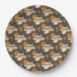 ORANGE BLACK GRAY HAPPY HALLOWEEN PUMPKINS PAPPTELLER