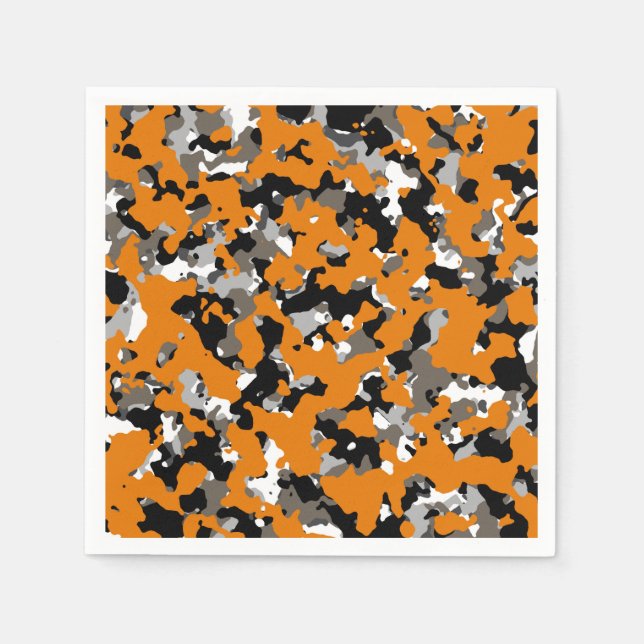 Orange Black Gray Tan Camouflage Camouflage Print  Serviette (Vorderseite)