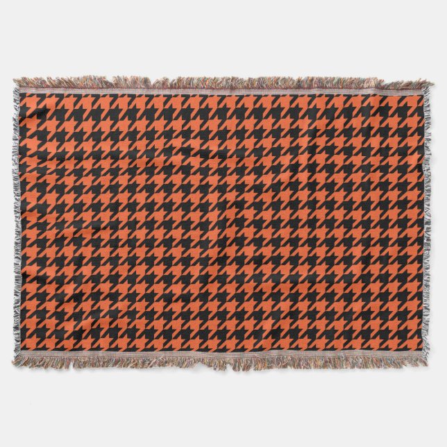 Orange Black Hahnentrittmuster Karo Decke (Vorderseite)