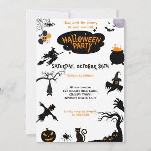 Orange Black Halloween-Party Einladung