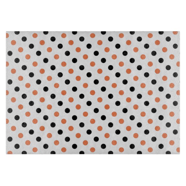 Orange & Black Halloween Polka Dot Cutting Board Schneidebrett (Vorderseite)