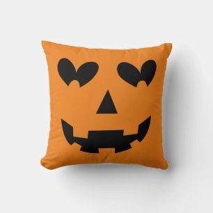 Orange & Black Happy Heart Kürbis Halloween  Kissen