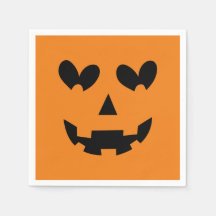 Orange & Black Happy Heart Pumpkin Halloween-Party